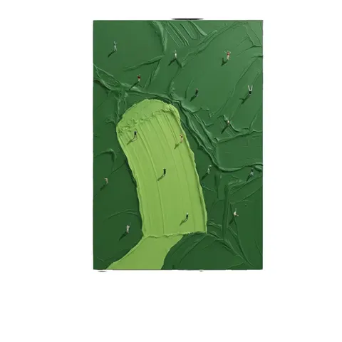100% Hand-painted Textured Canvas Wall Art Knife Thick Green Seascape 3D Abstract Poster Handmade Modern Sports Oil Painting