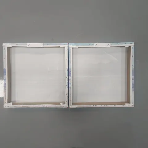 2 Pieces Semi Hand Painted Beach Canvas Wall Art With Built in Wooden Frame Coastal Seascape Decorative Painting