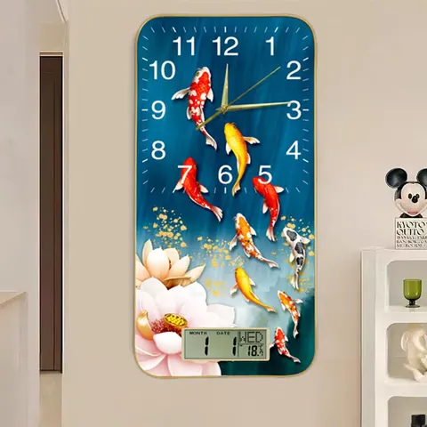 2024 New Living Room Dining Calendar Clock Murals Animal Elk Acrylic Crystal Painting Wall Art Home Decor Paintings