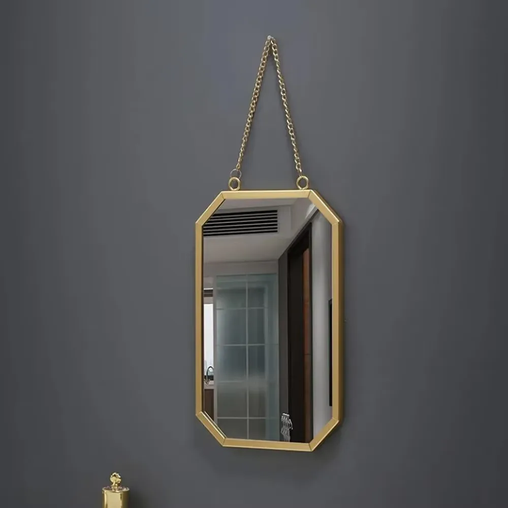2025 Hot Nordic Style Iron Art Room Mirror Bathroom Bathroom Dormitory Dressing Mirror Wall-mounted Cosmetic Mirror