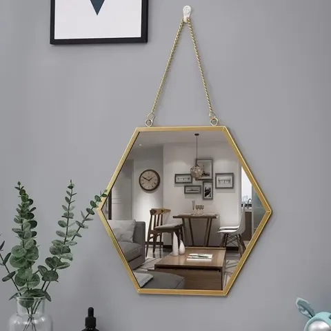 2025 Hot Nordic Style Iron Art Room Mirror Bathroom Bathroom Dormitory Dressing Mirror Wall-mounted Cosmetic Mirror
