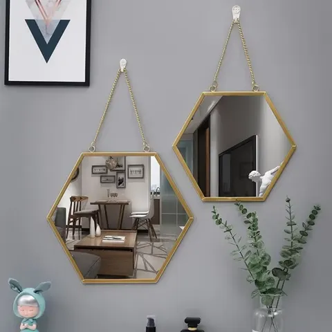 2025 Hot Nordic Style Iron Art Room Mirror Bathroom Bathroom Dormitory Dressing Mirror Wall-mounted Cosmetic Mirror