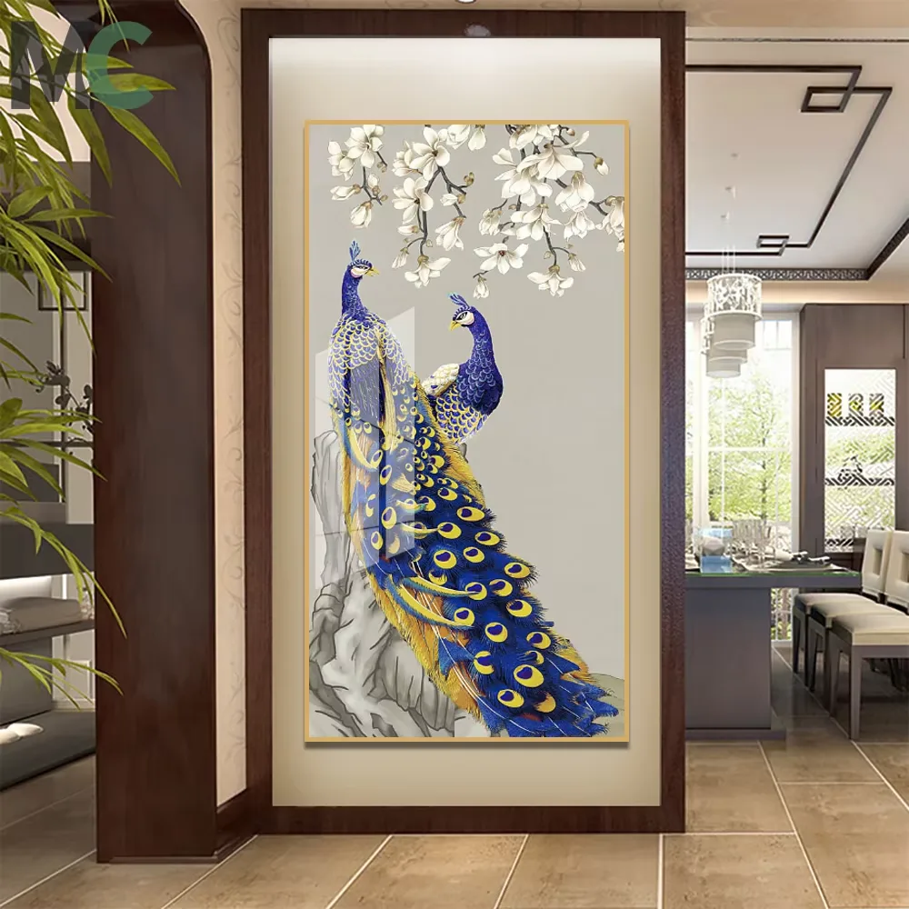 2025 Hot Sales Living Room Sofa Background Wall Animal Painting Peacock Diamond Crystal Painting Home Decor Paintings