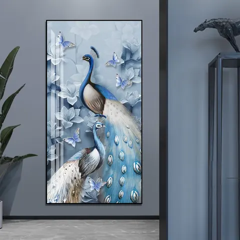 2025 Hot Sales Living Room Sofa Background Wall Animal Painting Peacock Diamond Crystal Painting Home Decor Paintings