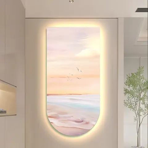2025 Hot Sales the Setting Sun Arch Mural with Light Painting Laser Engraving Crystal Painting Wall Art Home Decor