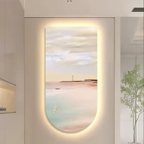 2025 Hot Sales the Setting Sun Arch Mural with Light Painting Laser Engraving Crystal Painting Wall Art Home Decor