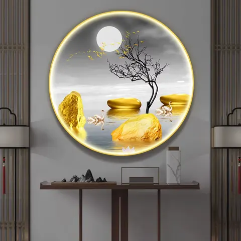 2025 Hot Selling Corridor Background Wall Crystal Painting Hotel High-end Atmosphere Elk with Led Wall Art Animal Painting