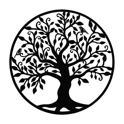 2025 Hot Selling Roundness Metal Garden Art Silhouette Home Wall Decoration Ironwork the Tree of Life Metal Craft Art Decor