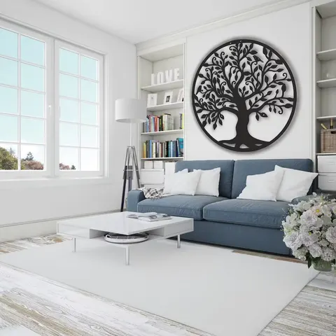 2025 Hot Selling Roundness Metal Garden Art Silhouette Home Wall Decoration Ironwork the Tree of Life Metal Craft Art Decor