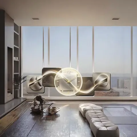 2025 Modern Luxury Abstract Acrylic Hanging Quartz Uv Cutting Edge Hand-crafted Wall Home Clock Decor Living Room Office Hotel