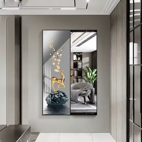 2025 New Creative Porch Wall Art Home Decor Painting Clothing Store Hidden Mirror Push and Pull Room Mirror