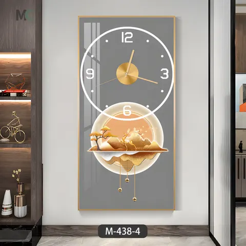 2025 New Creative Simple Silent Clock Living Room Background Wall Crystal Porcelain Art Decor Painting