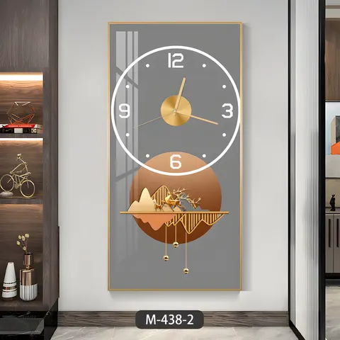 2025 New Creative Simple Silent Clock Living Room Background Wall Crystal Porcelain Art Decor Painting