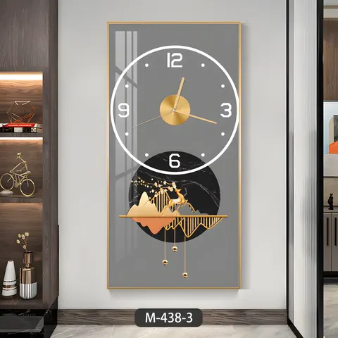 2025 New Creative Simple Silent Clock Living Room Background Wall Crystal Porcelain Art Decor Painting