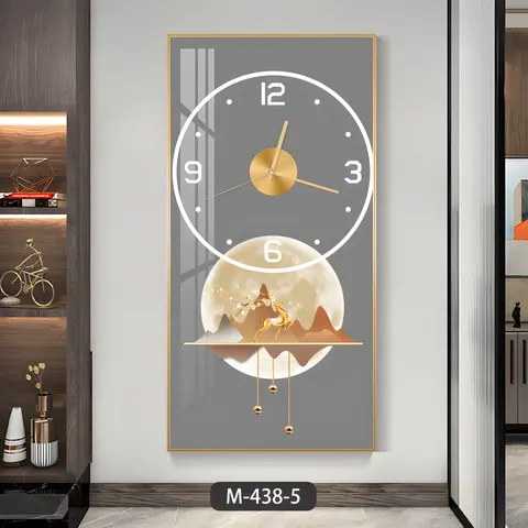 2025 New Creative Simple Silent Clock Living Room Background Wall Crystal Porcelain Art Decor Painting