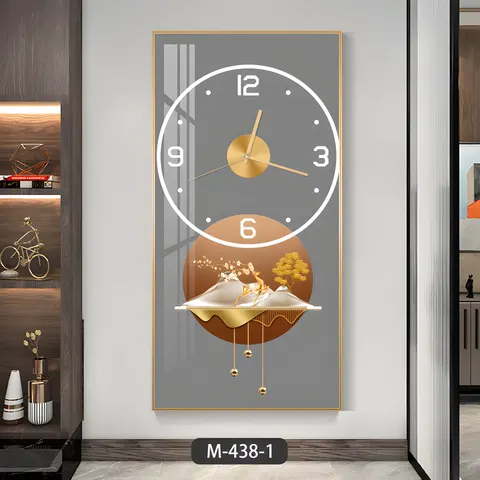 2025 New Creative Simple Silent Clock Living Room Background Wall Crystal Porcelain Art Decor Painting