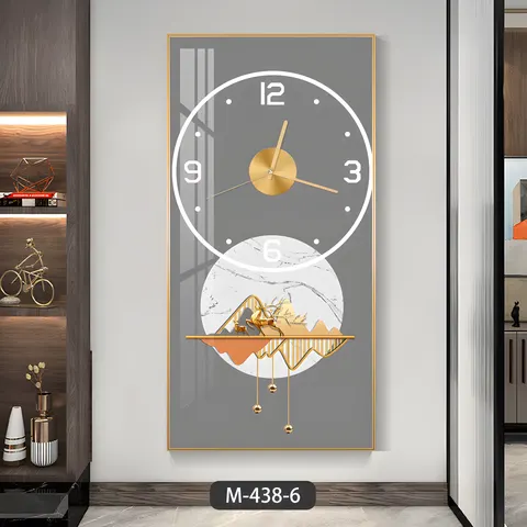 2025 New Creative Simple Silent Clock Living Room Background Wall Crystal Porcelain Art Decor Painting