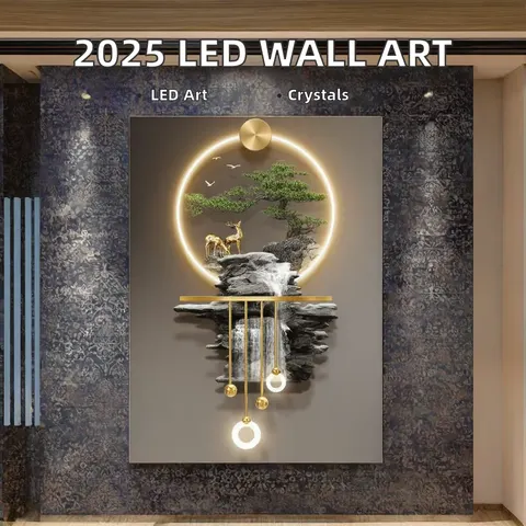 抽象 单幅 装饰画 现代简约 玄关背景墙挂画 LED带灯画