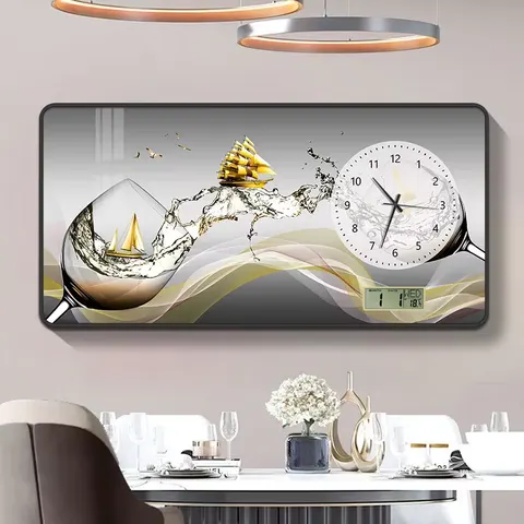 挂钟组合 单幅 装饰画 现代简约 餐厅背景墙挂画 挂钟