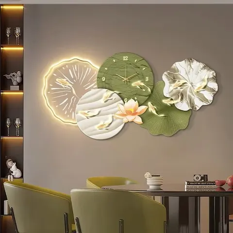 锦鲤 单幅 装饰画 现代简约 客厅背景墙挂画 LED带灯画