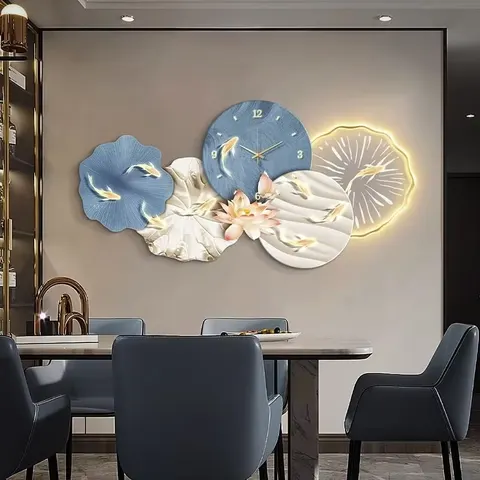 锦鲤 单幅 装饰画 现代简约 客厅背景墙挂画 LED带灯画