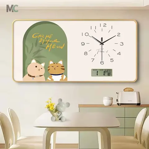 2025 Year Little Fresh Restaurant Mural Modern Clock Decorative Painting for Home Decoration Perpetual Calendar Electronic Clock