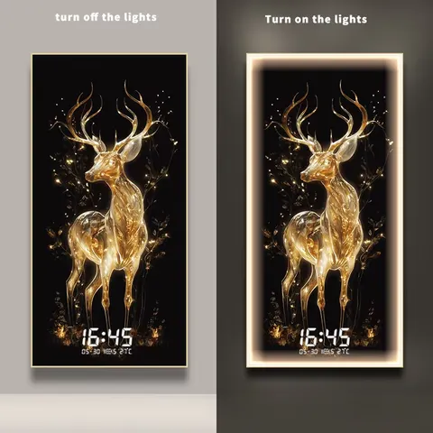 2025 Year New Model With Time Display Crystal Porcelain Painting Factory Wholesale Customization Glowed LED Decor Paintings