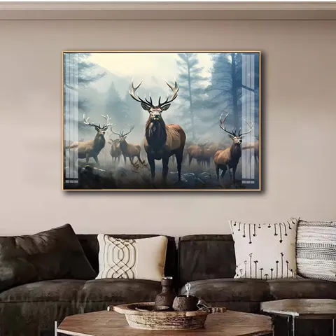 2026 Best-selling Fine Horse Living Room Wall Art Home Decor Painting Aluminum Alloy Frame Crystal Porcelain Painting
