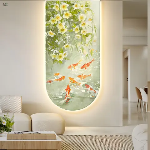 2026 Hot Sale Living Room Corridor Decor Painting Wall Art LED Light Painting Crystal Porcelain Painter Home Decor Paintings