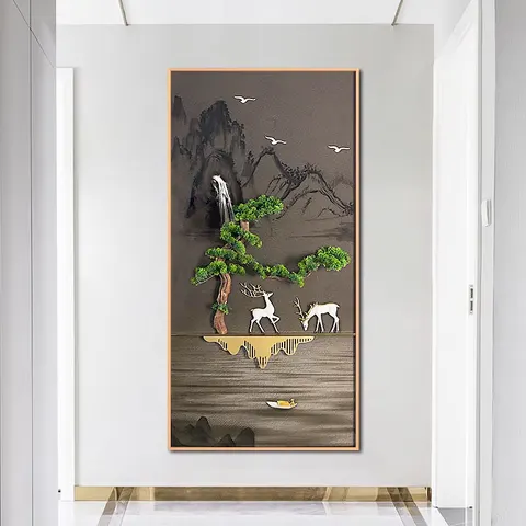 2026 Hot Selling Factory Direct Wholesale Mural Porch Crystal Porcelain Physical Painting Wall Art Home Decor Painting