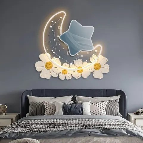 2026 New Cream Wind Bedroom Background Wall Crystal Porcelain Painting Wall Art LED Light Painting Home Decor Paintings