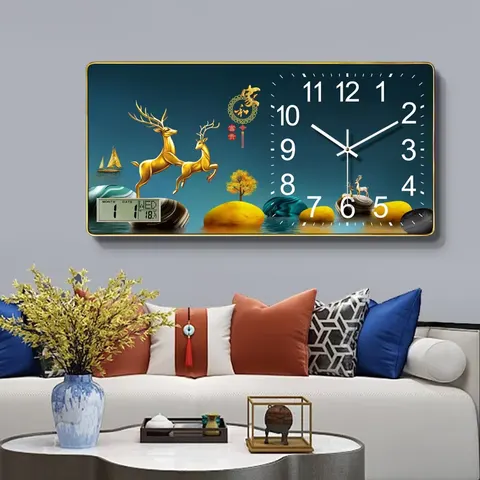 2026 New Creative Modern Clock Calendar Wall Mural with Clock Acrylic Crystal Painting Wall Art Home Decor Paintings