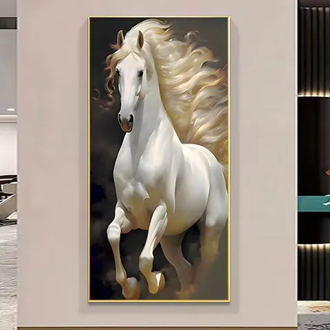 2026 New Paragraph Light Luxury Living Room Decoration Painting Horse Son Sofa Background Wall Art Home Decor Painting