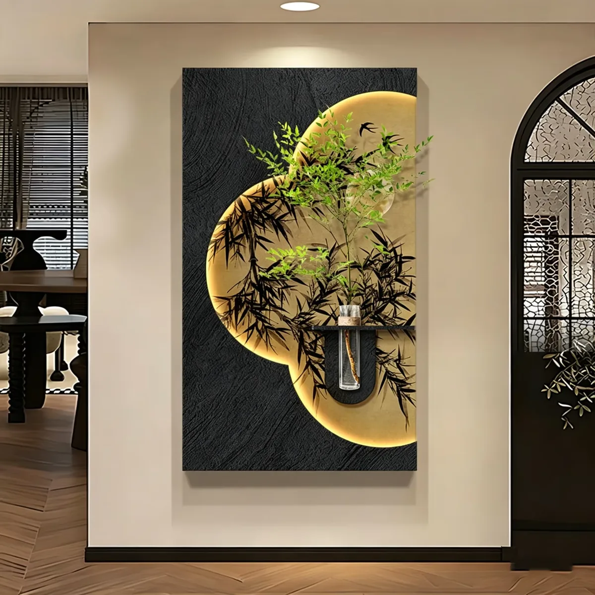 2026 Newly Launched Medieval Style Sandstone Fabric Art Home Decor Painting Hydroponics Green Plants Wall Surface Mural Painting