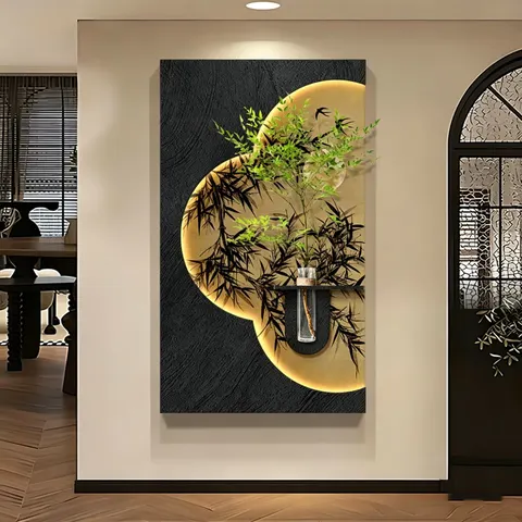 2026 Newly Launched Medieval Style Sandstone Fabric Art Home Decor Painting Hydroponics Green Plants Wall Surface Mural Painting