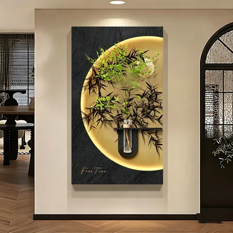 2026 Newly Launched Medieval Style Sandstone Fabric Art Home Decor Painting Hydroponics Green Plants Wall Surface Mural Painting
