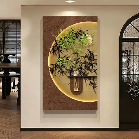 2026 Newly Launched Medieval Style Sandstone Fabric Art Home Decor Painting Hydroponics Green Plants Wall Surface Mural Painting