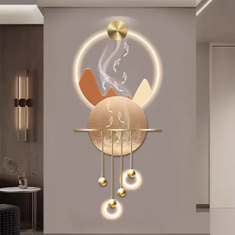 2026 Nine Fish Elk Entrance LED Glow Luminous Painting Living Room Corridor Background Wall Acrylic Home Decor Paintings