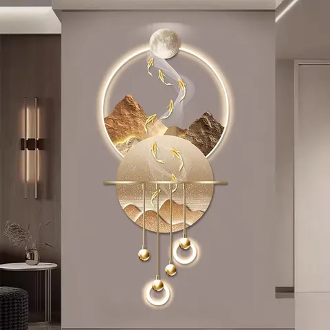 2026 Nine Fish Elk Entrance LED Glow Luminous Painting Living Room Corridor Background Wall Acrylic Home Decor Paintings