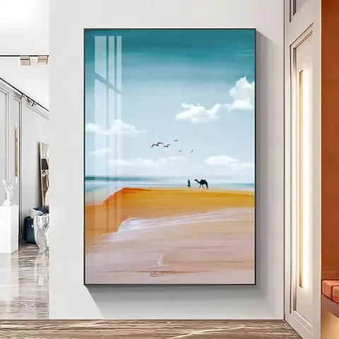 2026 Sell Like Hot Cakes Big Sea Wall Art Home Decor Painting Living Room Corridor Background Wall Crystal Porcelain Painting