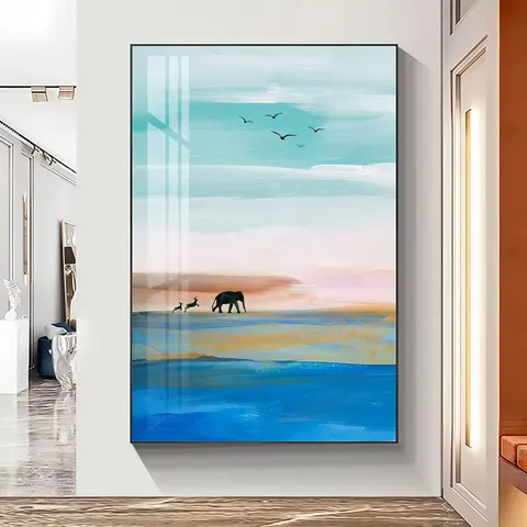 2026 Sell Like Hot Cakes Big Sea Wall Art Home Decor Painting Living Room Corridor Background Wall Crystal Porcelain Painting