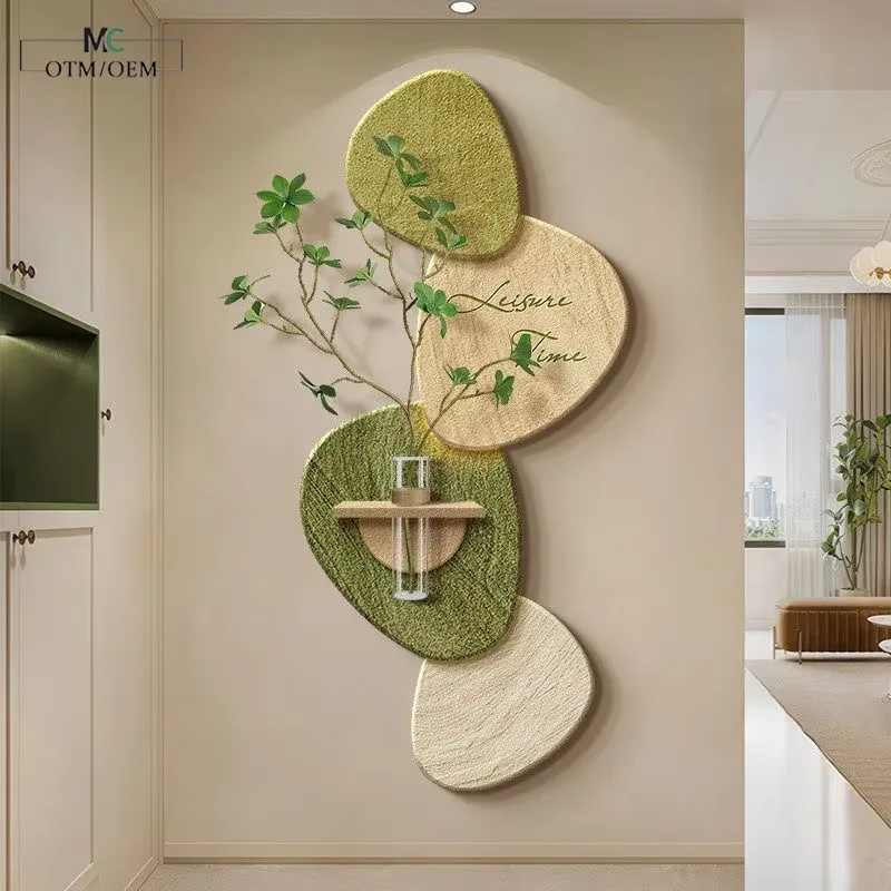 2026 Year Creative Sandstone Fabric Background Wall Mural Painting Hydroponic Plants LED Decor Painting