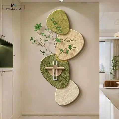 2026 Year Creative Sandstone Fabric Background Wall Mural Painting Hydroponic Plants LED Decor Painting