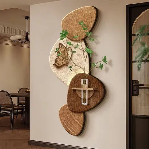 2026 Year Creative Sandstone Fabric Background Wall Mural Painting Hydroponic Plants LED Decor Painting