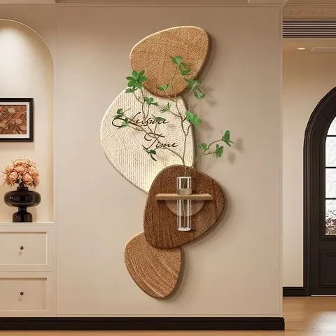 2026 Year Creative Sandstone Fabric Background Wall Mural Painting Hydroponic Plants LED Decor Painting