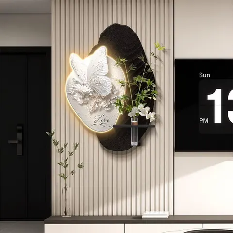 2026 Year High-end Style Sandstone Fabric Butterfly Art Decor Painting Simplicity Background Wall LED Decor Painting