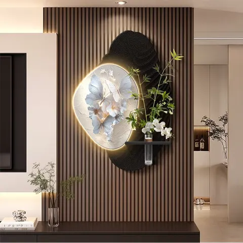 2026 Year High-end Style Sandstone Fabric Butterfly Art Decor Painting Simplicity Background Wall LED Decor Painting