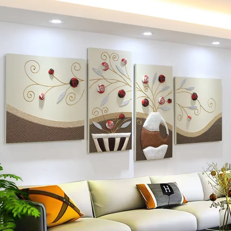 2026 Year Hot Sale Sofa Background Wall Decor Painting 3D Three-dimensional Leather Living Room Art Decor Painting High-end