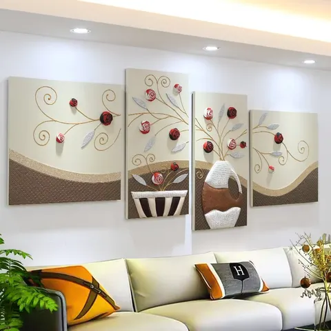 2026 Year Hot Sale Sofa Background Wall Decor Painting 3D Three-dimensional Leather Living Room Art Decor Painting High-end