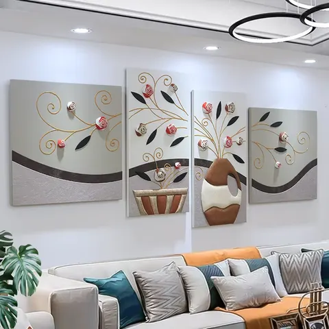 2026 Year Hot Sale Sofa Background Wall Decor Painting 3D Three-dimensional Leather Living Room Art Decor Painting High-end
